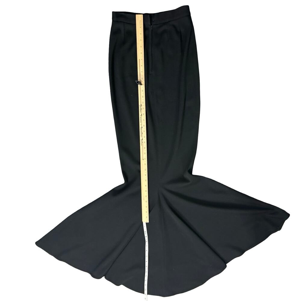 Vintage 90s Isaac Mizrahi Black Wool Stretch Long Mermaid Maxi Skirt size 6 - Picture 9 of 14